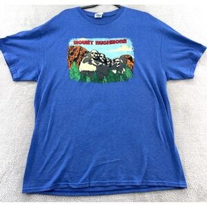 VTG Mount Rushmore Shirt Mens Size XL Blue Graphic Funny Tee Bare Bums